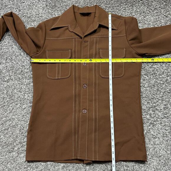 Vintage 70s JC Penney Leisure Jacket Polyester Disco Coat Dark Brown 42R Large - Picture 6 of 12